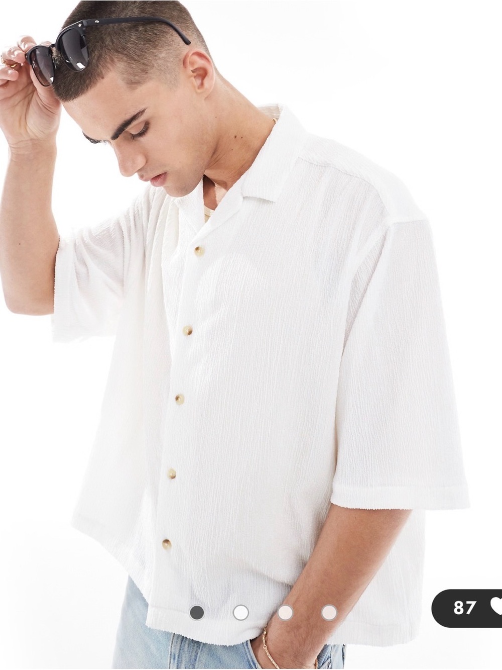 ASOS DESIGN oversized jersey textured shirt in white